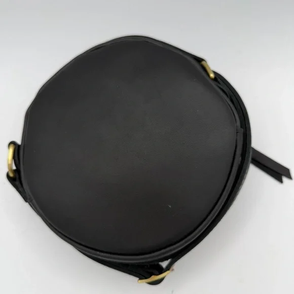 Portland Leather Black Round Circle Crossbody Bag Small NEW - Picture 4 of 6